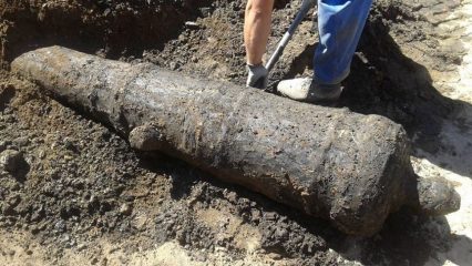 Construction workers uncovered a cannon
