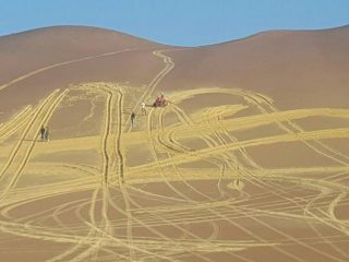 Peruvian site of El Candelabro in Paracas destroyed by vehicles