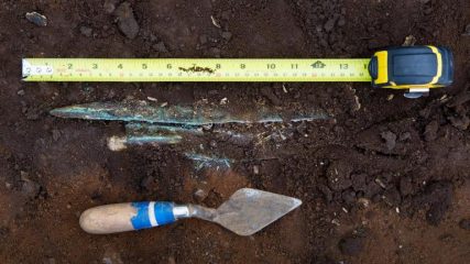 Bronze Age sword discovered during construction works at a football field