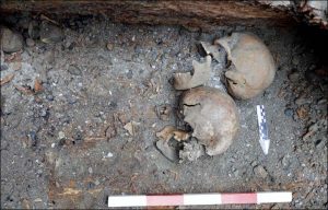 Bodies of a an adult and child found within the burial mound (by The Siberian Times)