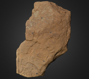 3D scan of the back showing the head of the beast in the lower part (by Heritage Daily)