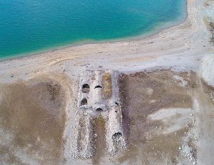Seljuk-Era inn emerges from a drying water reservoir