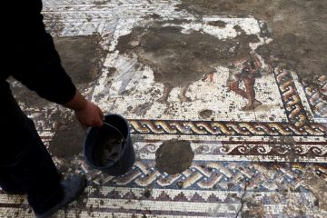 Roman-era mosaic depicting men in togas unearthed